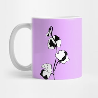 Black and White Sweet Pea Flower Mug